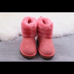 Pink UGG Fluff Mini Quilted Logo Boots